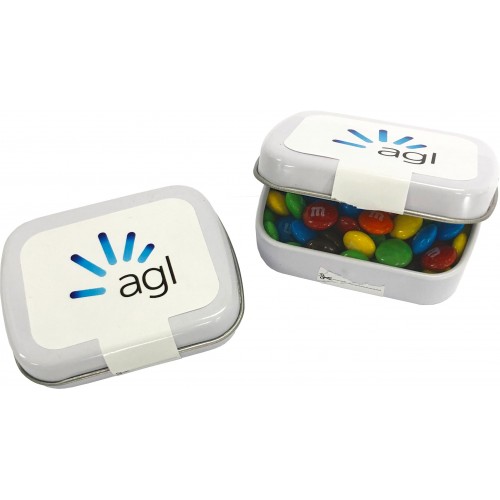 Small Rectangle Tin filled with Mini M&Ms 30g